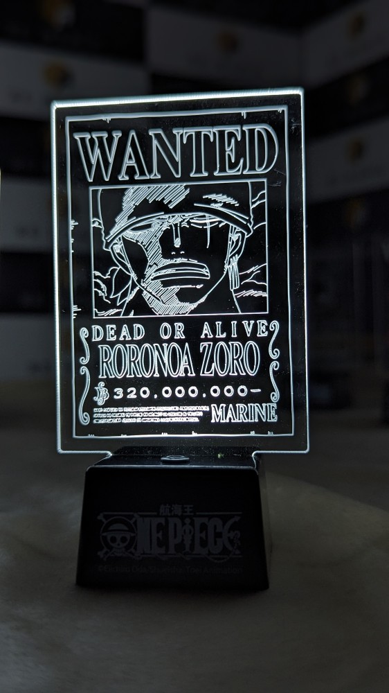 Acrylic lighting Zoro from One Piece.