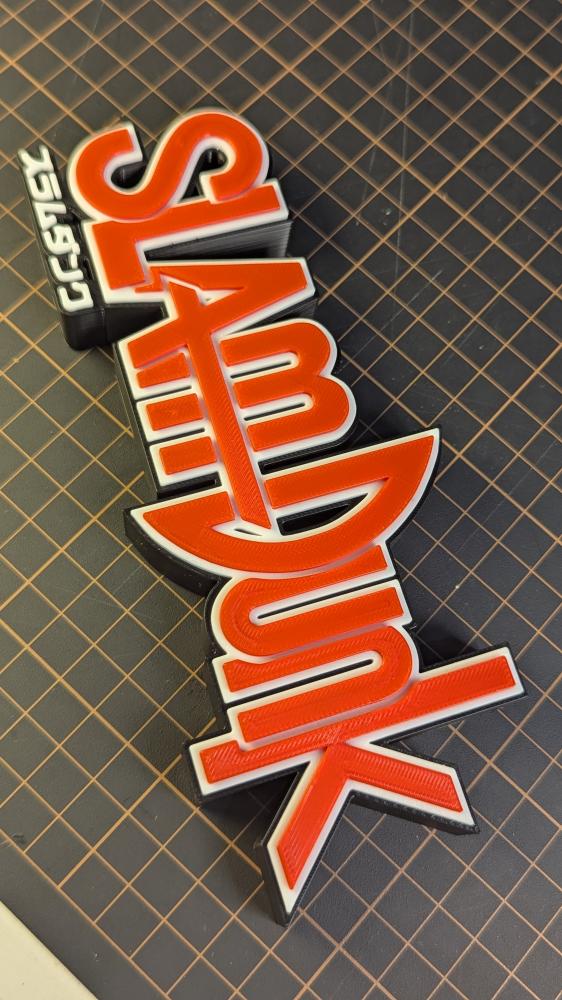 Slam Dunk logo printed 3D in colors and high quality.