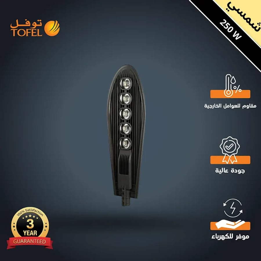 External flashlight, lighting color: creamy solar, with light sensor cell, 5 lenses, 250 watts