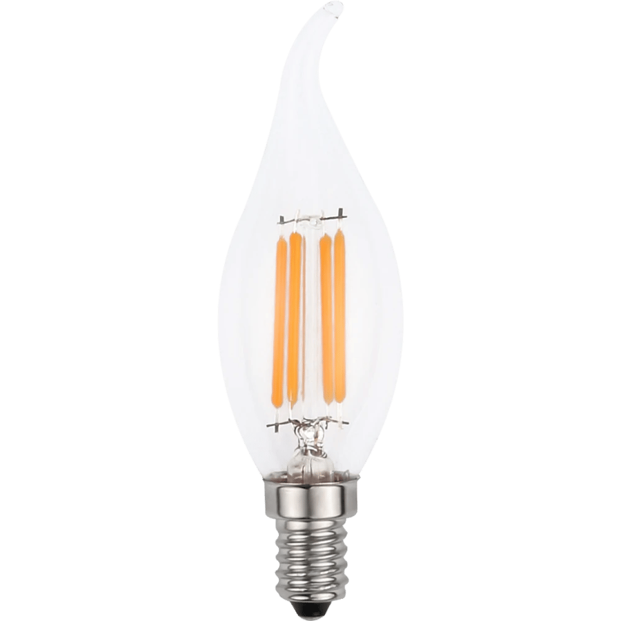 A 3-watt torch bulb, stick-shaped torch, can be used in chandeliers and pendant lights, providing a comfortable yellow light that is gentle on the eyes and calming. E14
