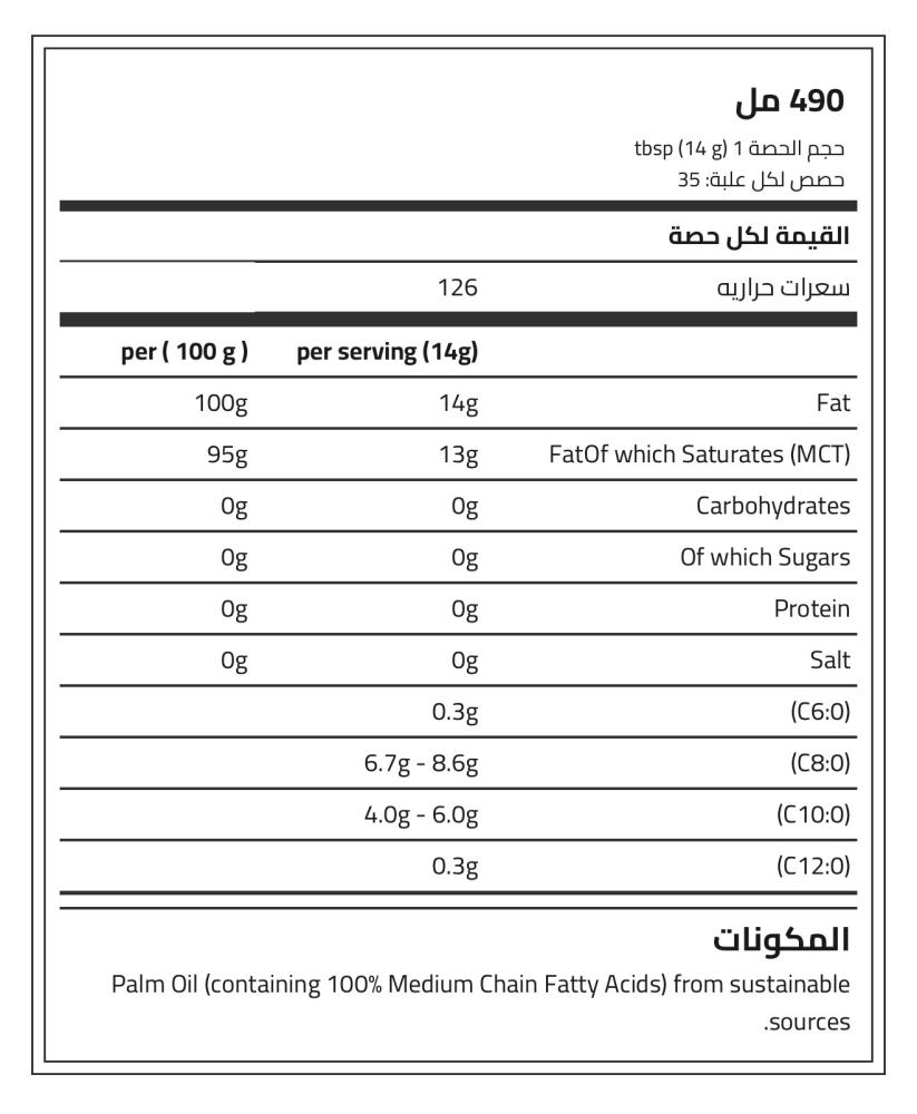 زيت ام سي تي ابلايد نيوترشن طاقة الكيتو من جوز الهند Applied Nutrition MCT Oil - 490 مل