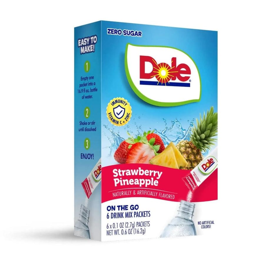 أظرف نكهات دول خالية من السكر بنكهة الفراولة والأناناس Dole Strawberry Pineapple - 6 أظرف