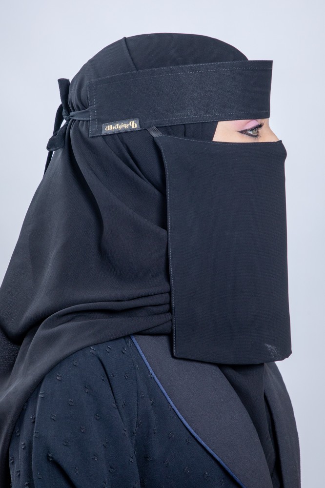 نقاب قماش ملكي مقاس طويل بمقوى وبدون مقوى من جنب خيط واحد BB241