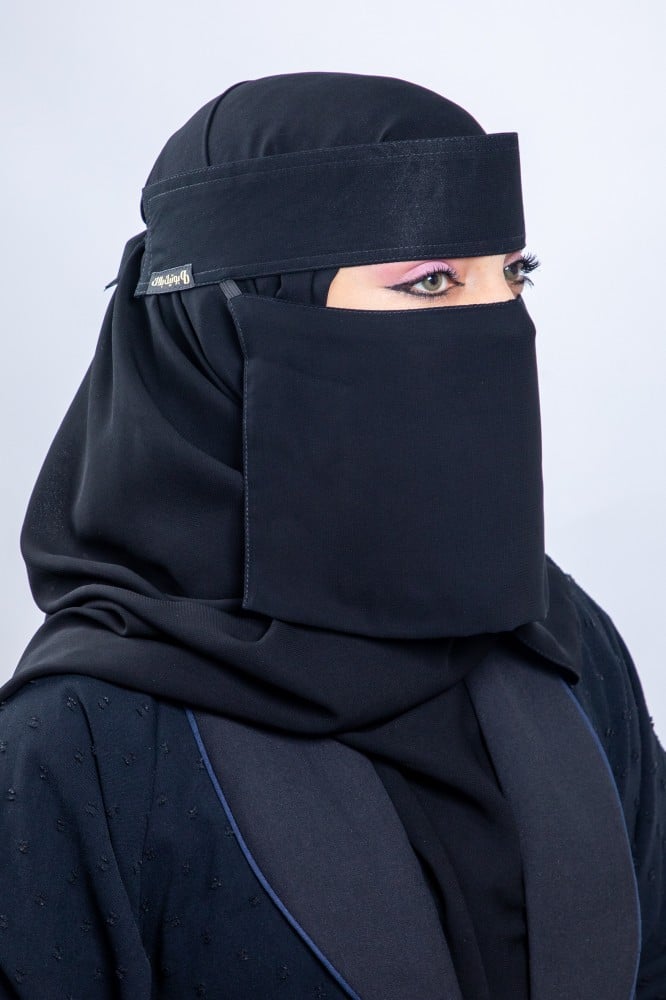 نقاب قماش ملكي مقاس قصير بمقوى وبدون مقوى من جنب خيط BB242