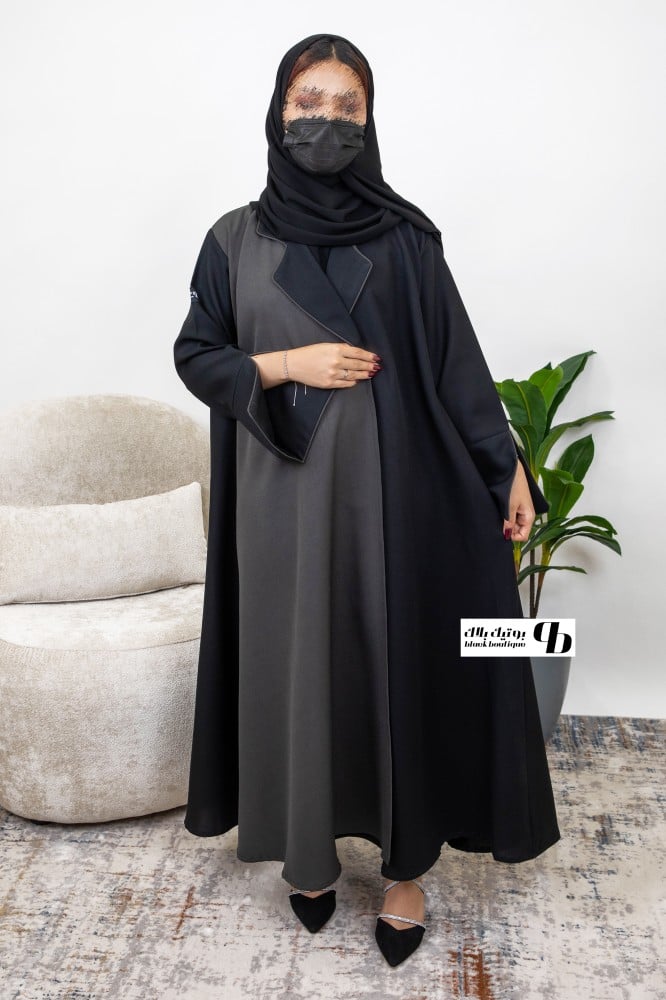 عبايه لف ياقه قماش العبايه كتان BB026