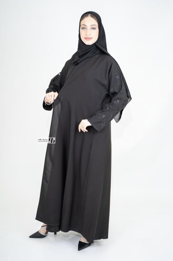 Quarter wide abaya linen fabric embroidery black on the sleeves BB127