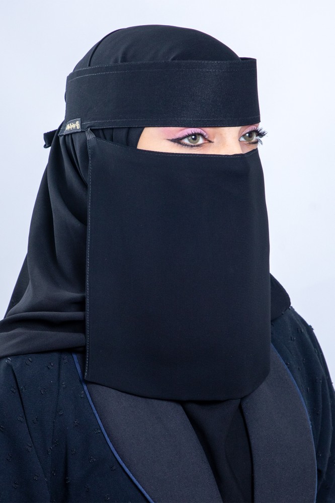نقاب قماش ملكي مقاس طويل بمقوى وبدون مقوى من جنب خيط واحد BB241