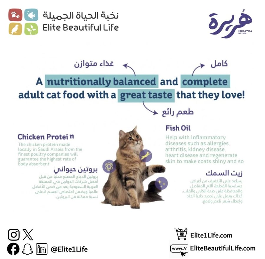 هريرة طعام جاف قطط دجاج وخضار 14 كيلو Horayra - Dry Food for Adult Cats