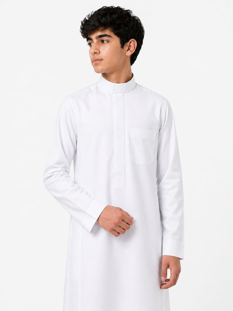 الدفه ثوب شبابي جاهز  أبيض بسحاب
