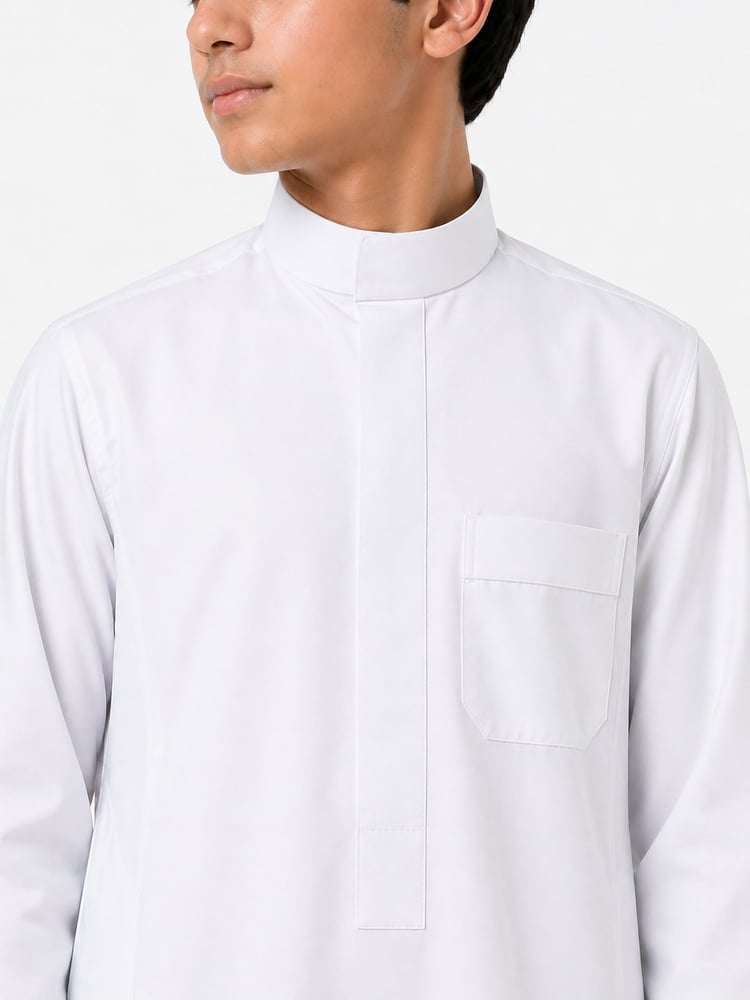 الدفه ثوب شبابي جاهز  أبيض بسحاب