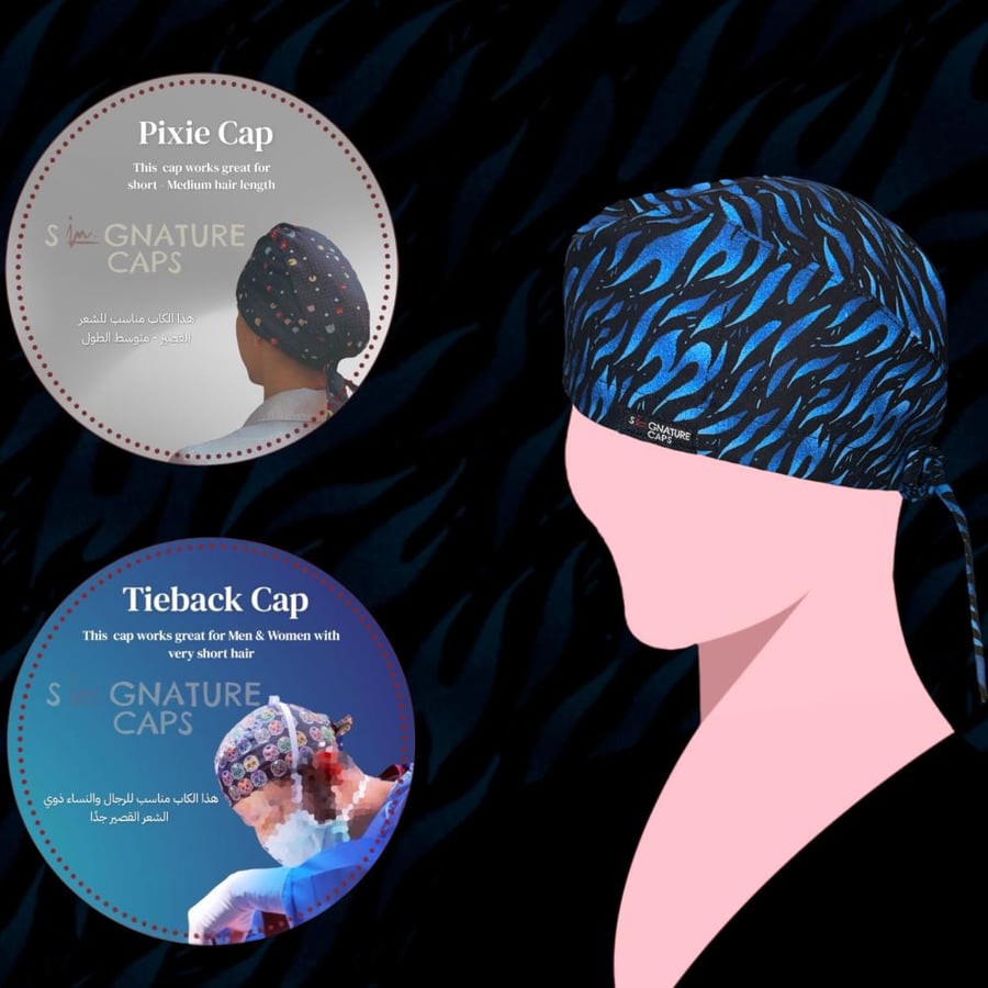 Blue flames Surgical Cap -قبعة جراحية