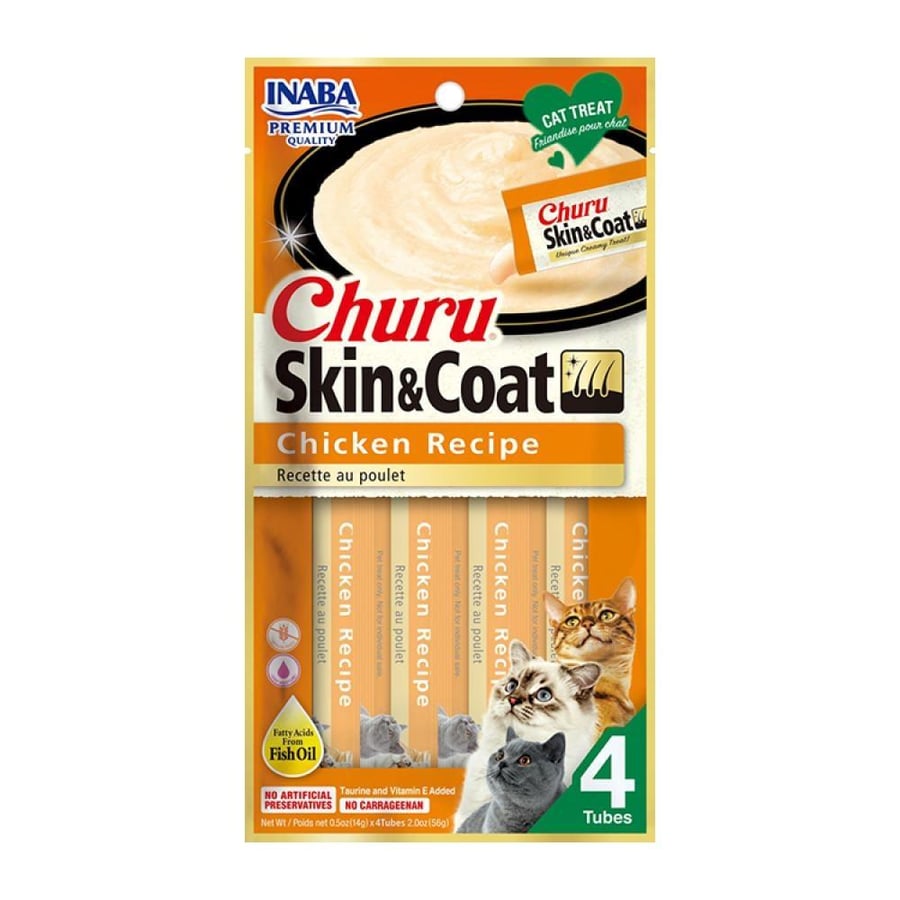 INABA Churu Skin & Coat Chicken 4x14g اينابا تشورو دجاج فرو وجلد