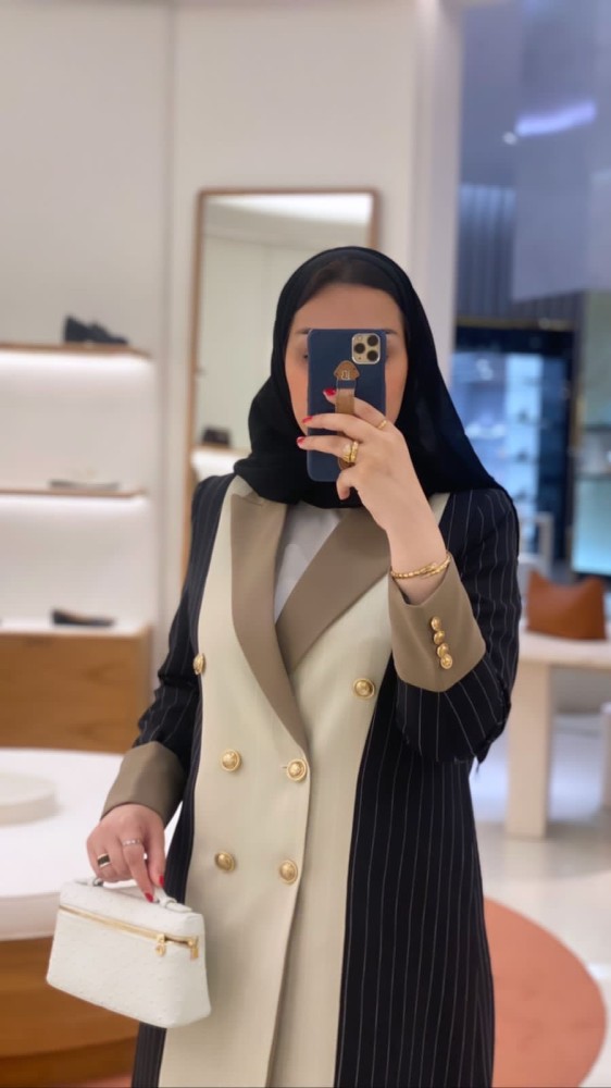 بليزر اسود وبيج وكاكي قماش مخطط