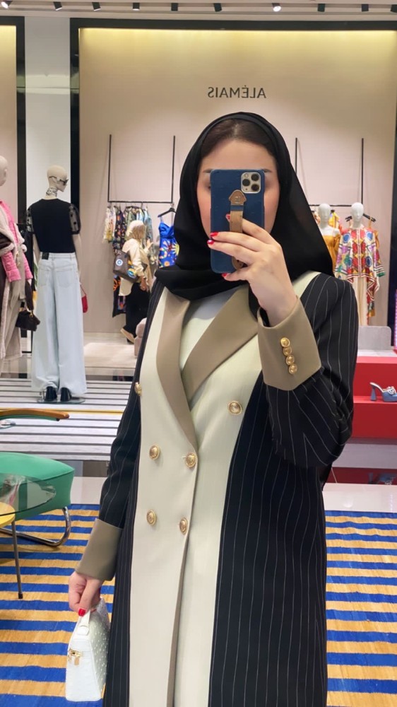 بليزر اسود وبيج وكاكي قماش مخطط
