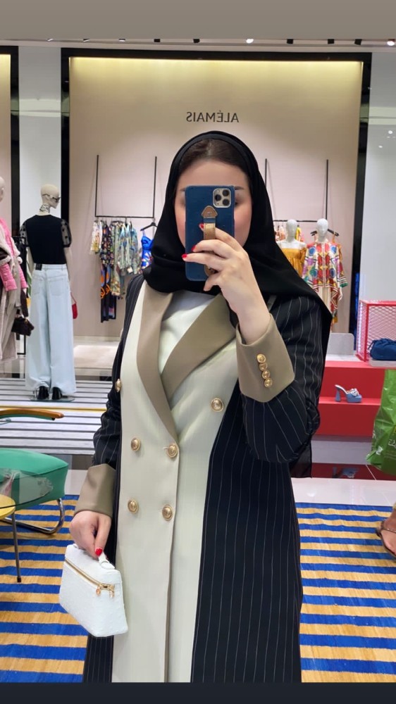 بليزر اسود وبيج وكاكي قماش مخطط