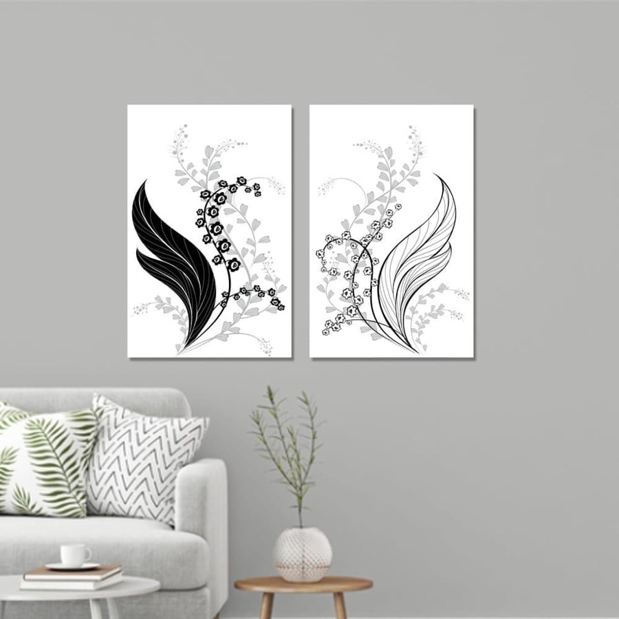 Modern double fabric painting with rose design
