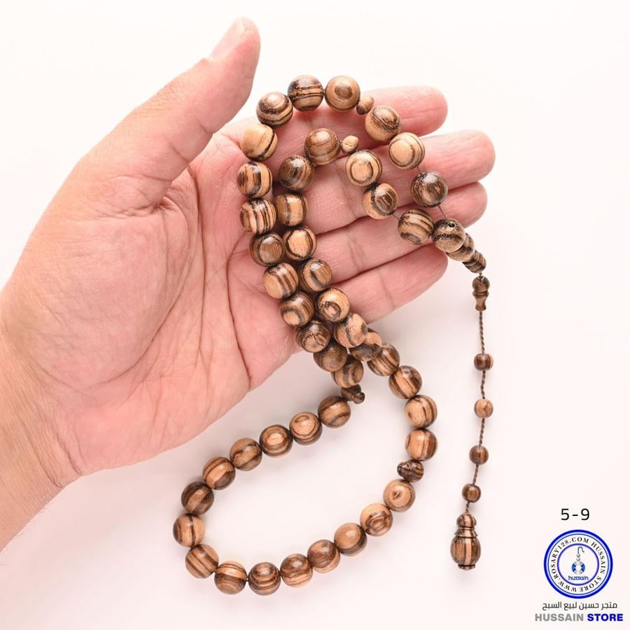 مسباح خشب التك (تيك)  (مقاس الخرز 12 ملم )