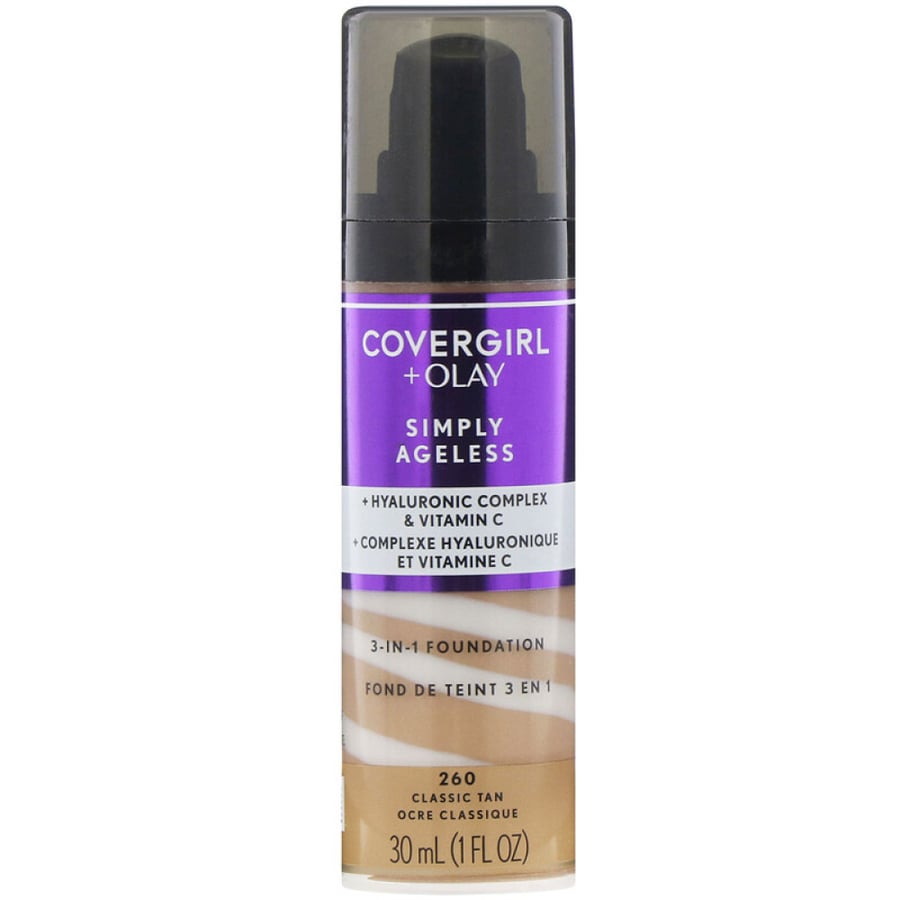 Covergirl, Olay Simply Ageless، كريم أساس كوفر جيرل 3 في 1 مقاوم لعلامات التقدم في السن، (30 مل)