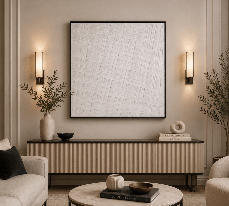 لوحة ديكور مربعة بإطار أسود مقاس 80 × 80 سم