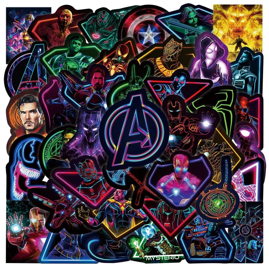 100PCS Neon Marvel The Avengers Stickers