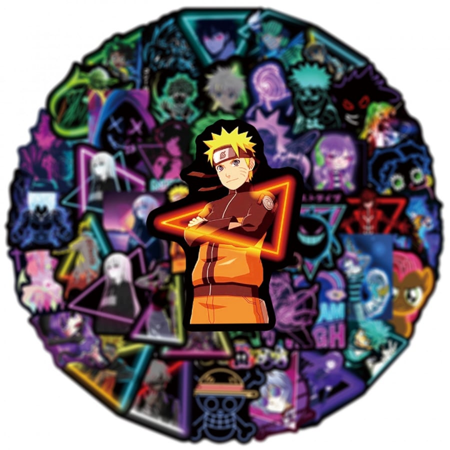 50pcs Anime Characters Neon Aesthetic Stickers