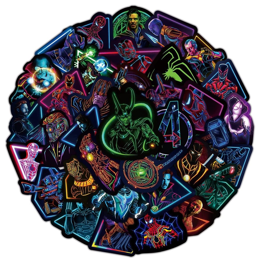 100PCS Neon Marvel The Avengers Stickers