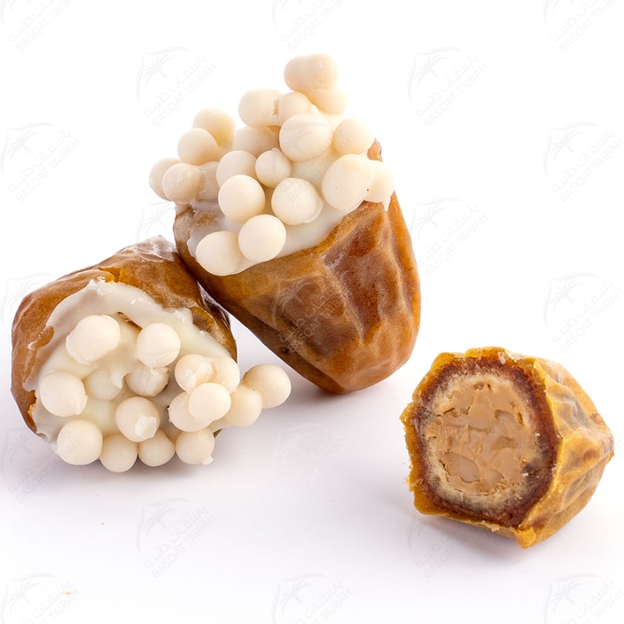 Stuffed Dates per KG - Sukari with Almond Cream & White Chocolate Crispy