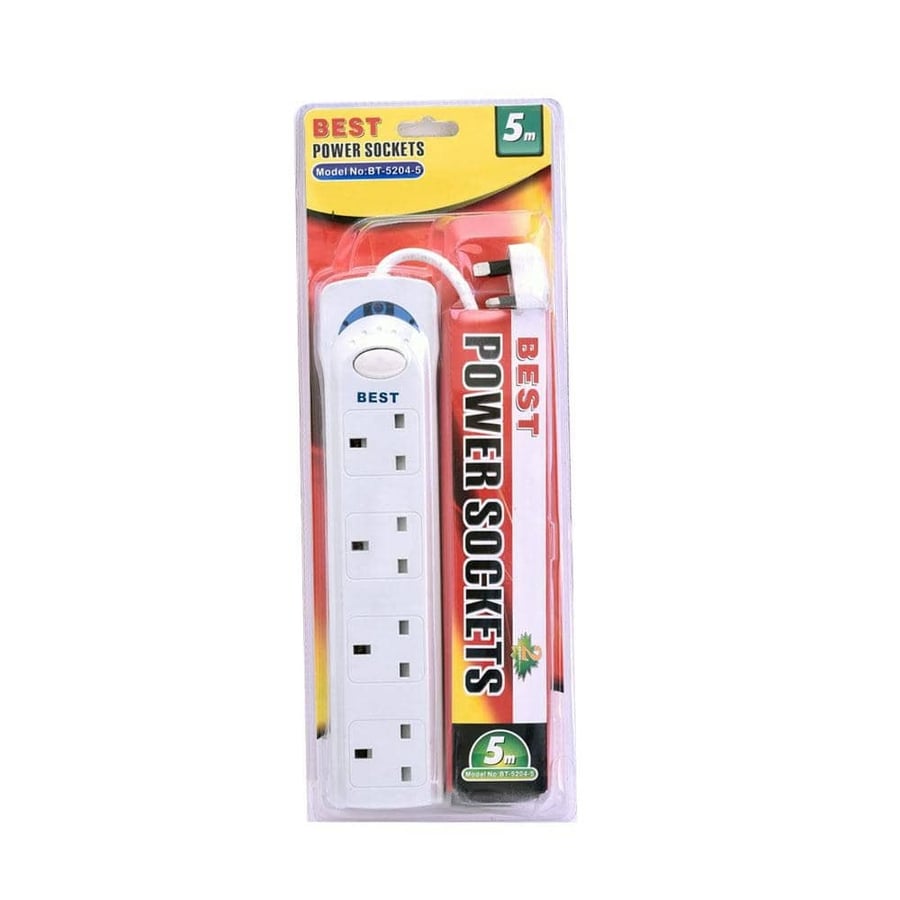 Electrical extension with 4 outlets, cable length 5 meters, BEST SOCKETS