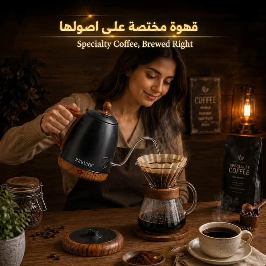 استخدام غلاية قهوة v60 لتحضير قهوة مختصة بطريقة دقيقة