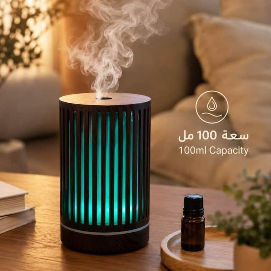 فواحة روائح عطرية 100 مل مع مؤثر بخار ناعم وإضاءة داخلية