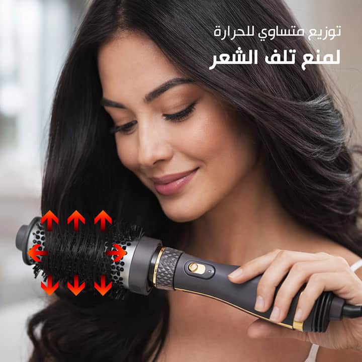 توزيع الهواء داخل فرشاة مصفف الشعر ريبون لتصفيف متوازن