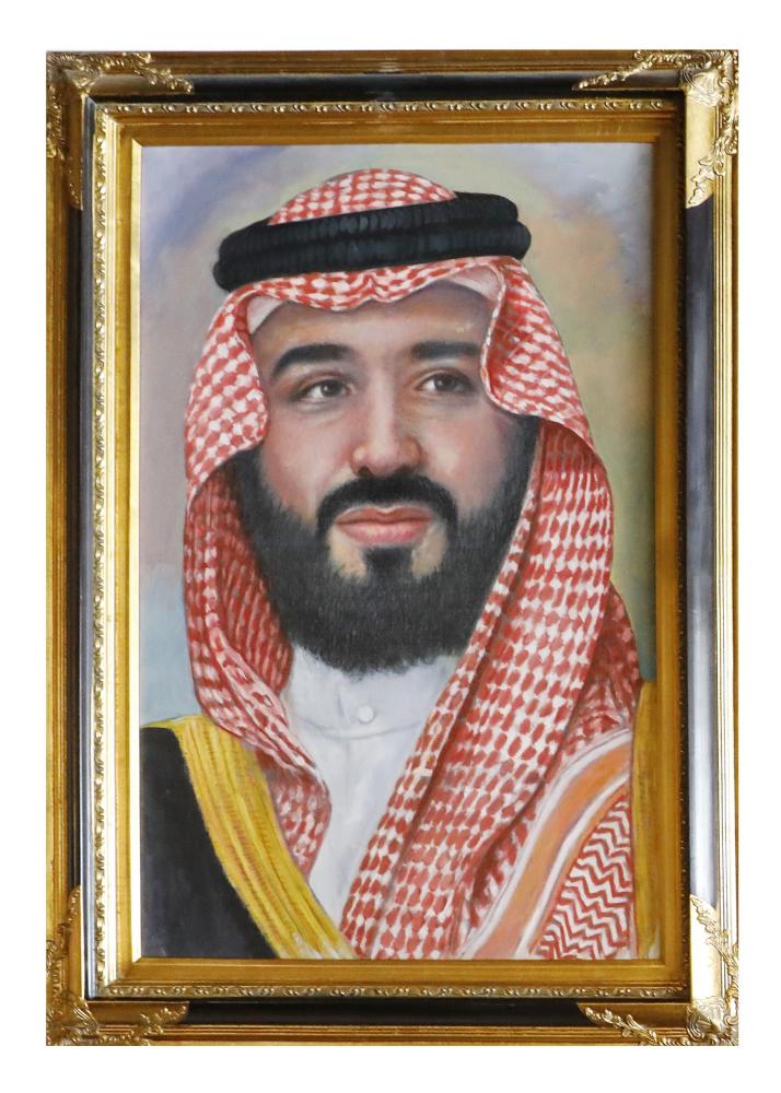 لوحة رسم زيتي للأمير محمد بن سلمان مقاس 50*60 سم