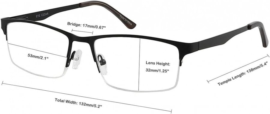 Reading glasses set of 5 made of metal half-frame with spring hinges, readers made of stainless steel. Magnification +1.50, red transparent amber, round.