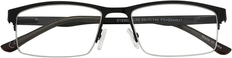 Reading glasses set of 5 made of metal half-frame with spring hinges, readers made of stainless steel. Magnification +1.50, red transparent amber, round.