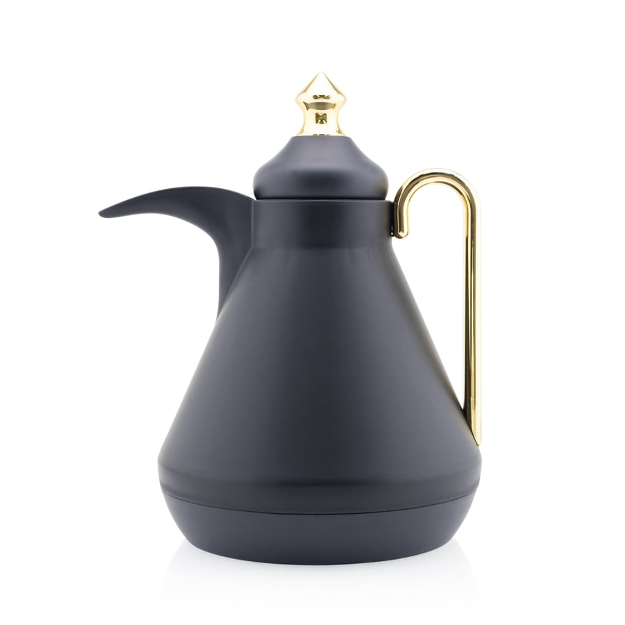 Black dallah with hand and gold pressure 1 liter