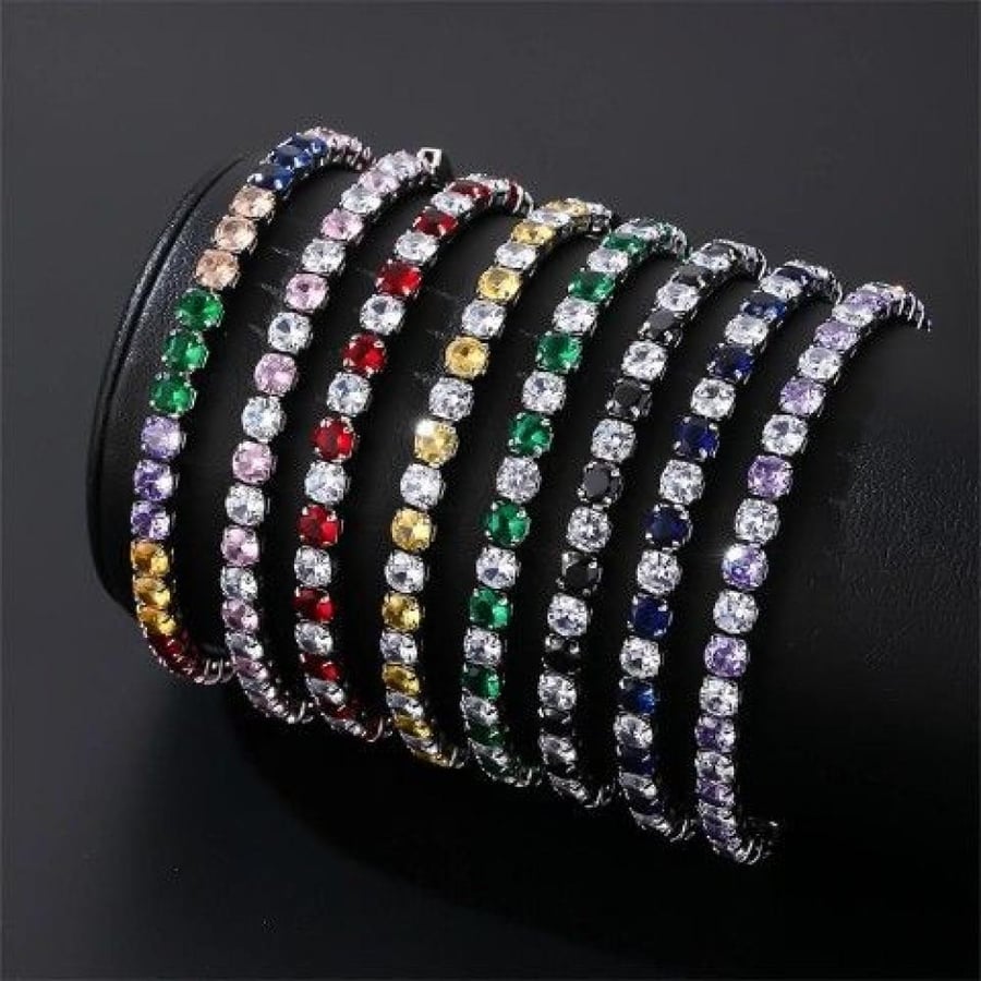 Elegant unisex bracelet adorned with zircon and plated with 9-carat gold _ 4.0 platinum blue diamond 19cm