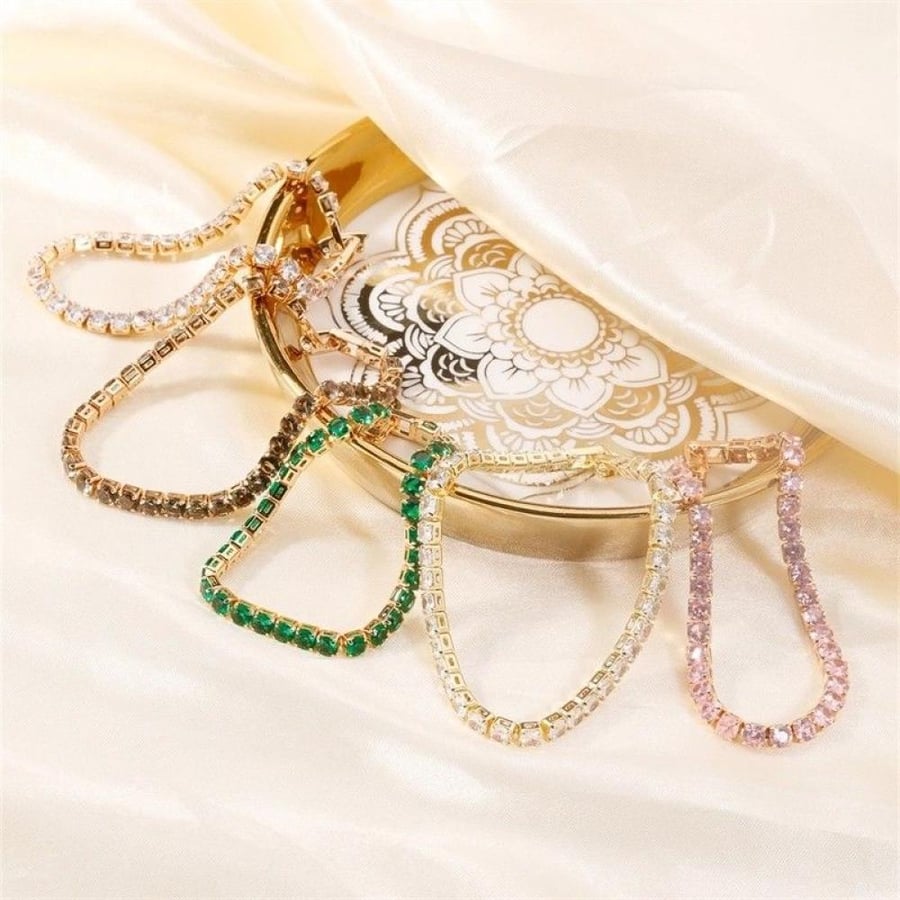 Elegant unisex bracelet adorned with zircon and plated with 9-carat gold, white and blue, 17 cm