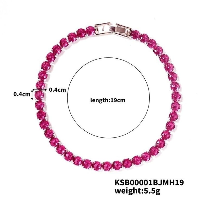 Elegant unisex bracelet studded with zircon and plated with 9-carat gold _ 4.0 platinum, pink, red, 19cm
