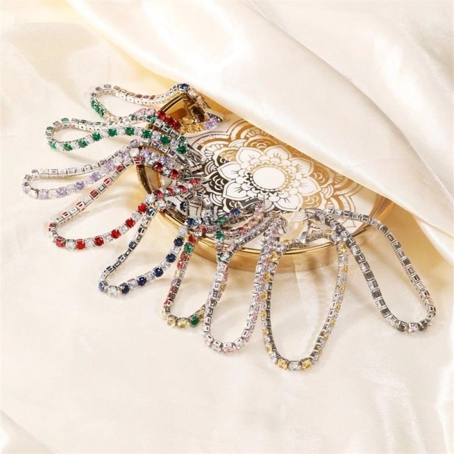 Elegant unisex bracelet adorned with zircon and plated with 9-carat gold _ 4.0 platinum blue diamond 19cm
