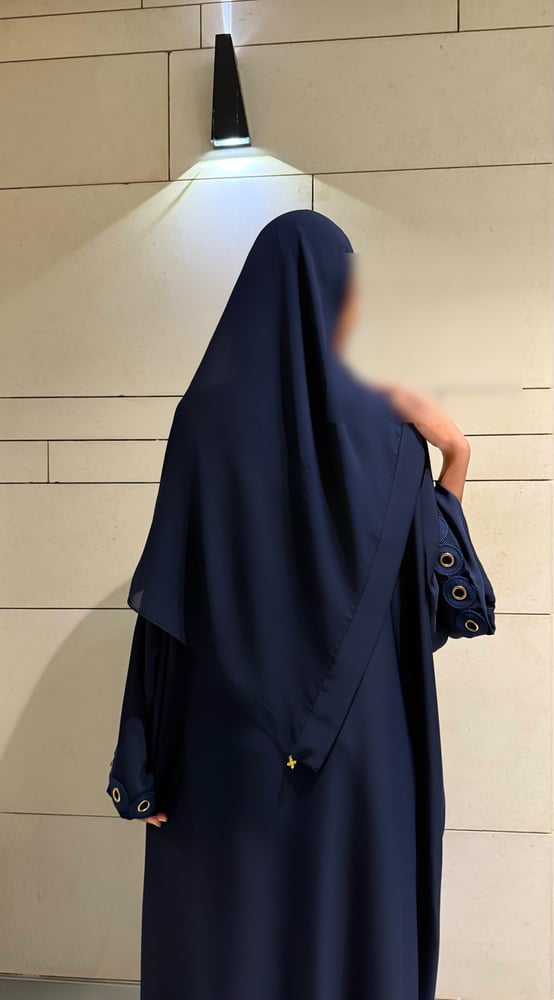 Navy Bisht with Navy Metal Circle French