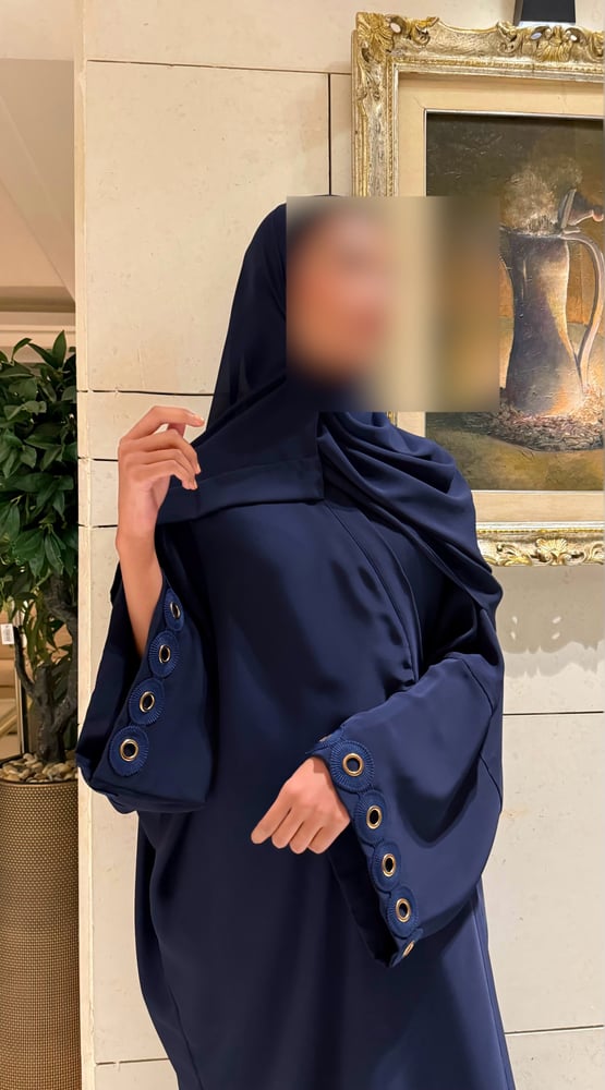 Navy Bisht with Navy Metal Circle French