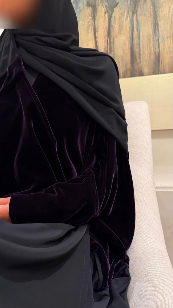 Half Bisht Silk Purple Velvet and Black Crepe