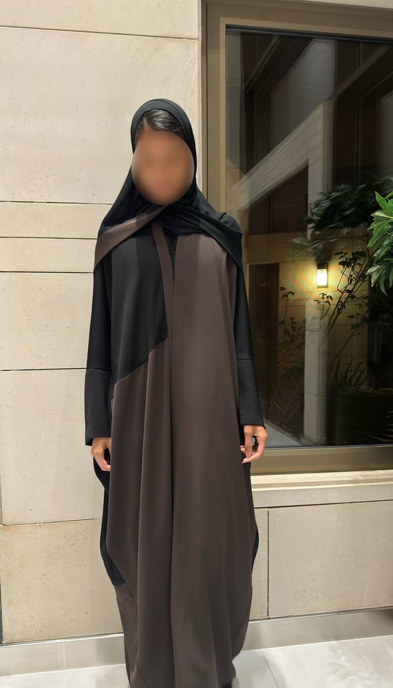 Contrast half Bisht Black and Brown