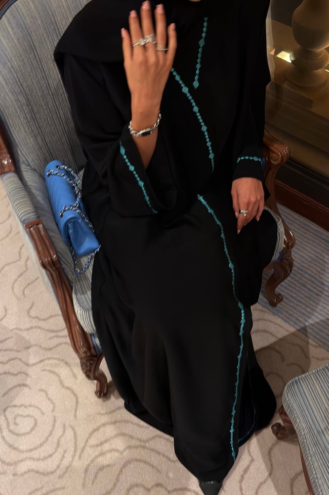 A-Line — Black with Turquoise Embroidery Detail