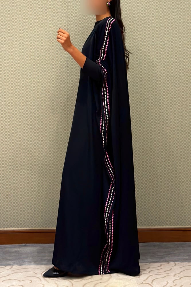 Bisht – Black with Multicolor Embroidery