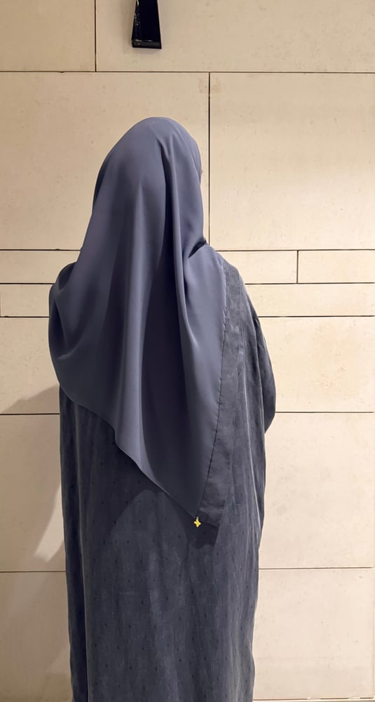 Half Bisht Abaya – Washed Japanese Silk in Muted Twilight Blue