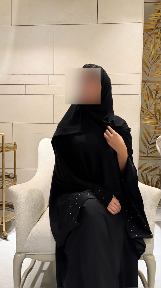 Black Bisht with Extra-Wide Sleeves and Crystal Accents