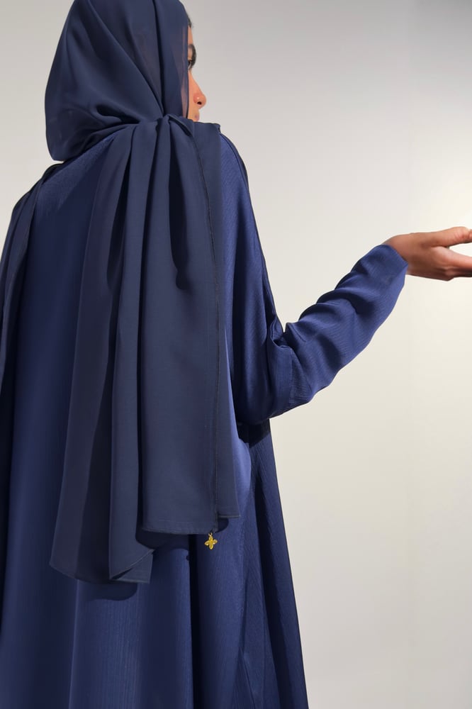Half Bisht — Navy Silk Chiffon Abaya