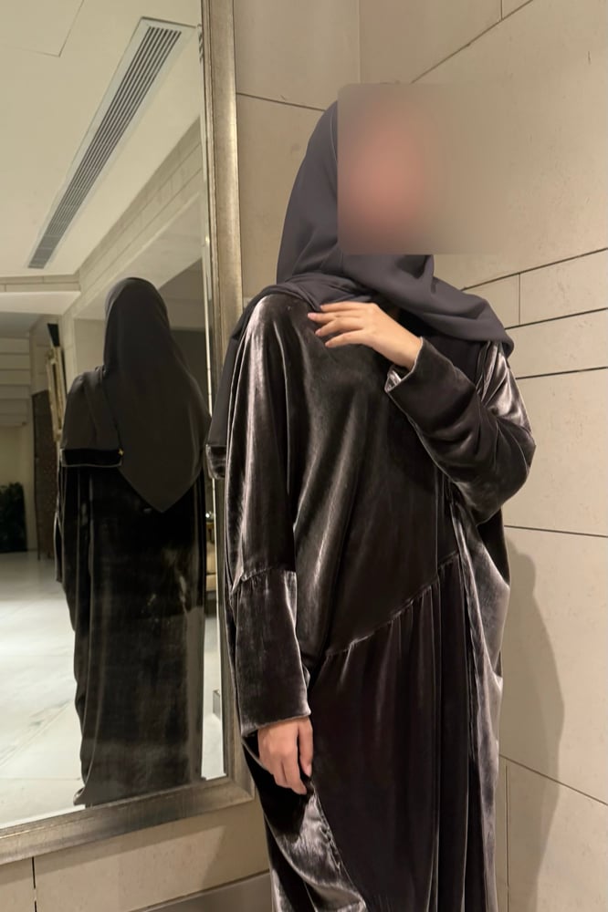 Half Bisht – French Gray Silk Velvet