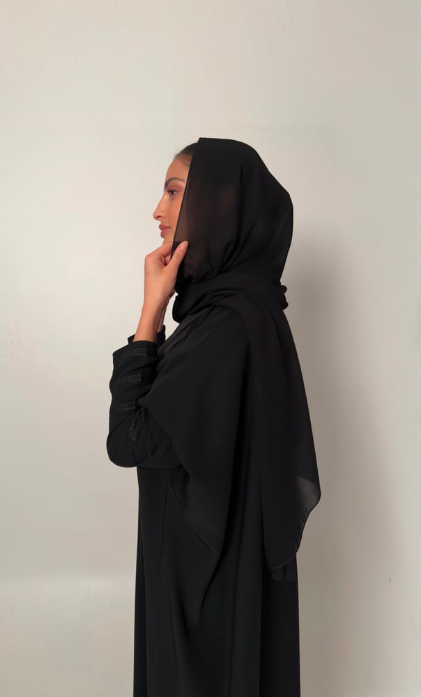 Half Bisht – Black with Long Embroidered Black Sleeves
